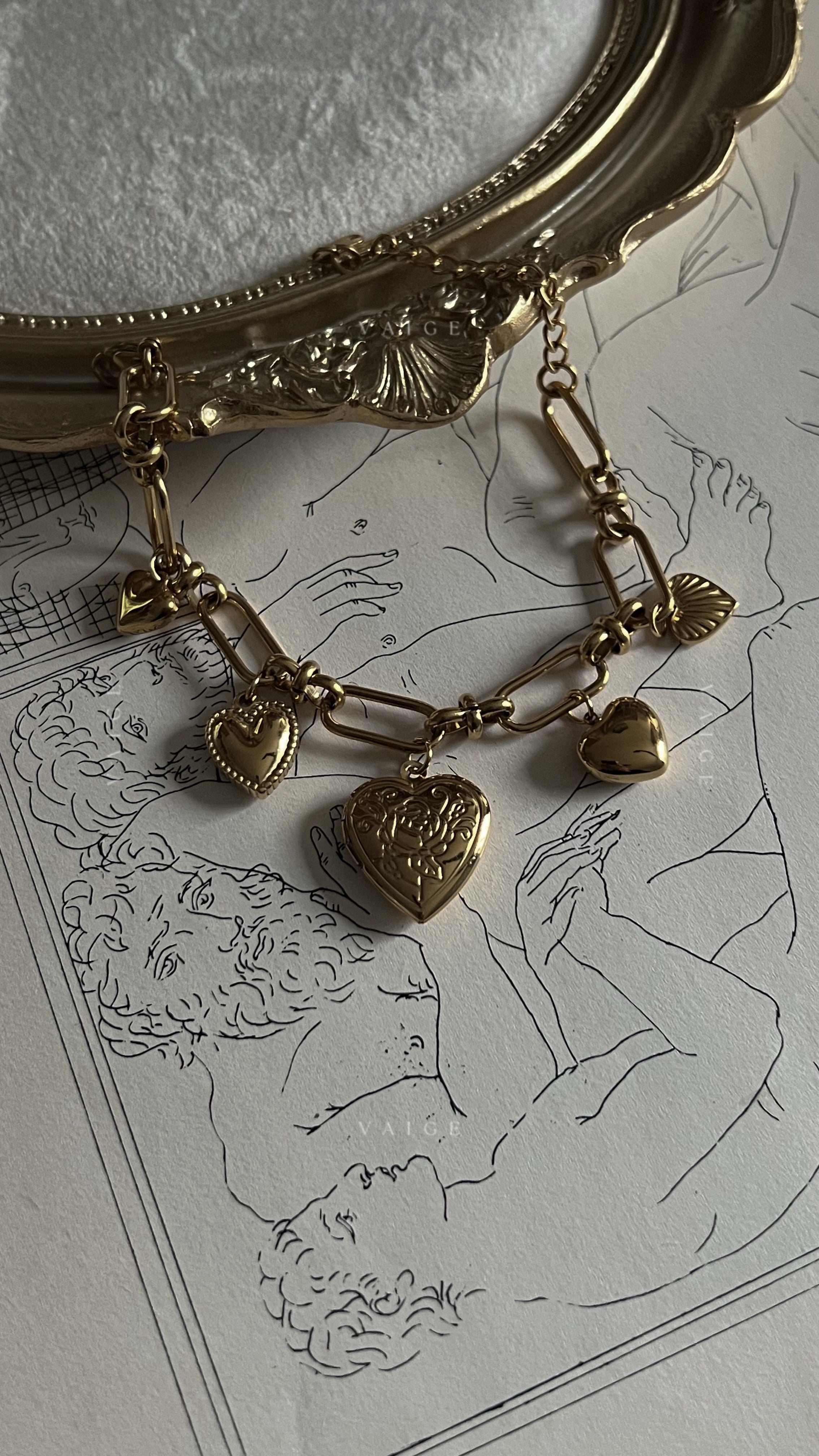 Aurora heart charm bracelet